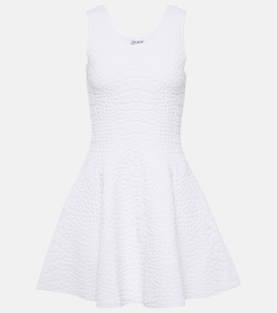 

Трикотажное мини-платье с эффектом крокодила Alaïa, белый