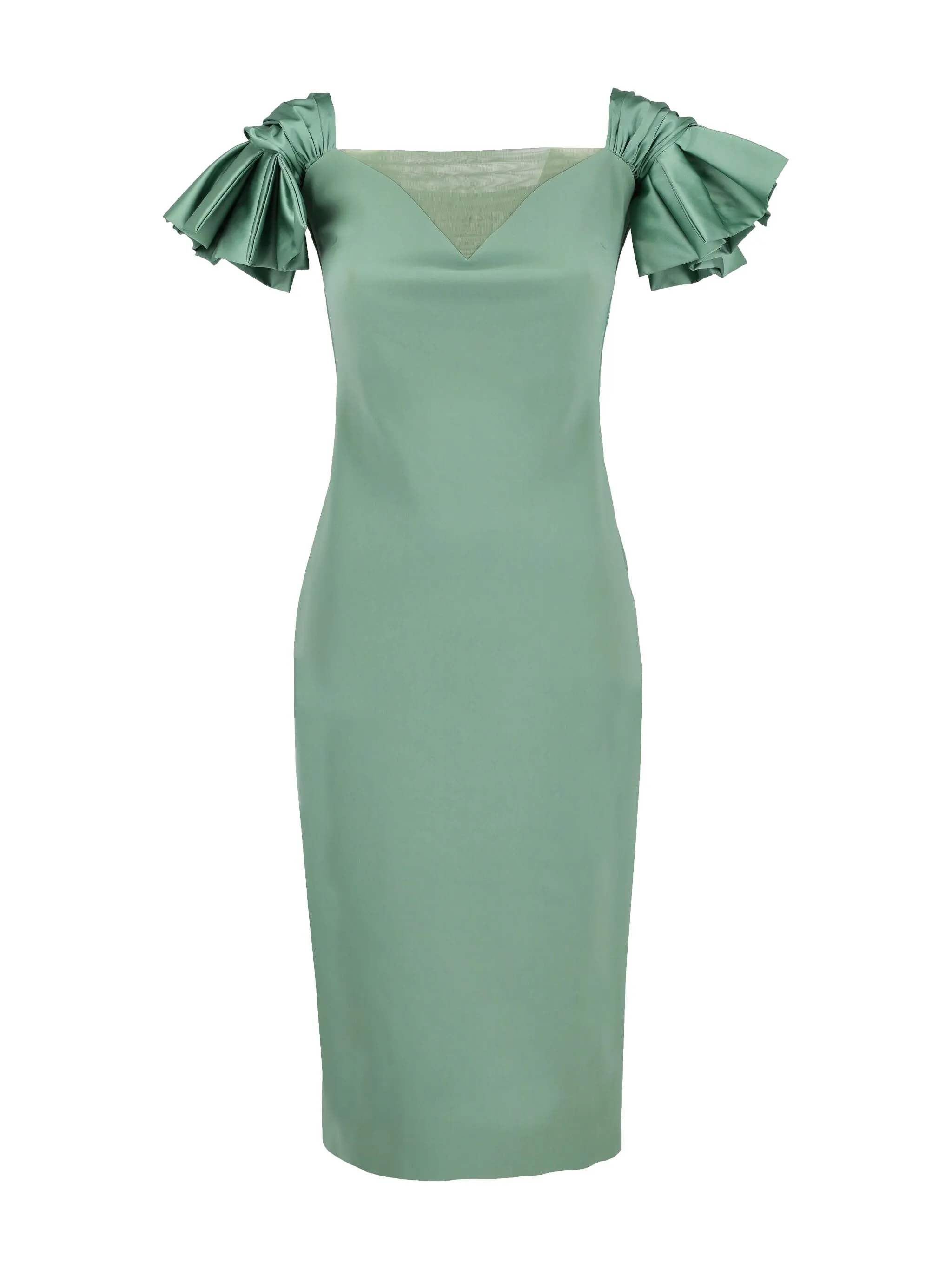 

Платье миди с атласными оборками Chiara Boni La Petite Robe, зеленый