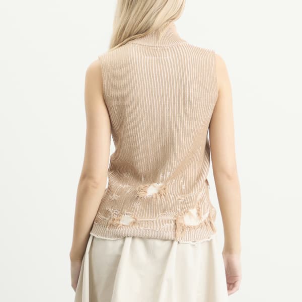 Вязаный жилет Mm6 Maison Margiela, Camel & Chalk — фото 3