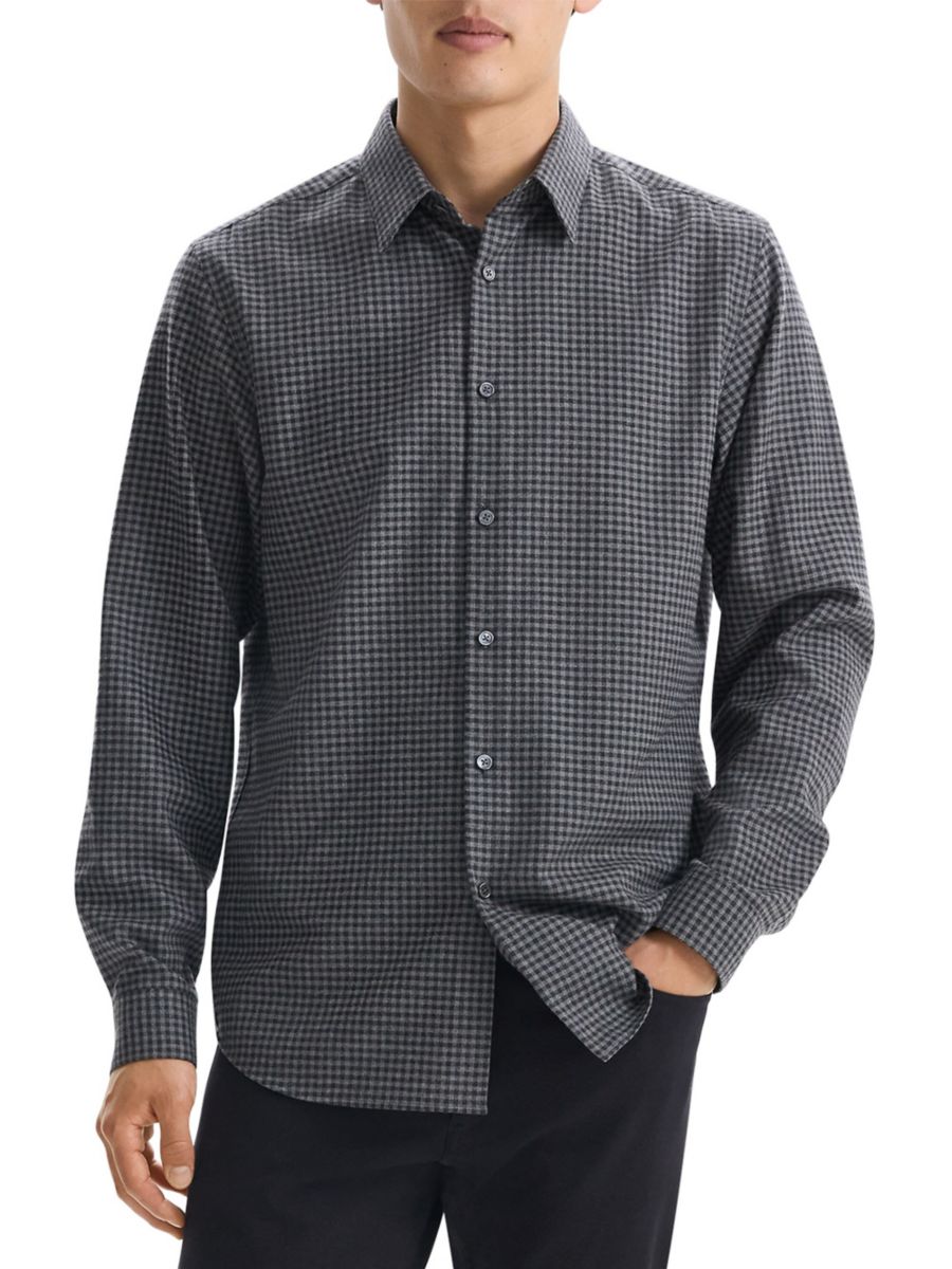 

Рубашка на пуговицах Irving Gingham Theory, цвет Charcoal Multi