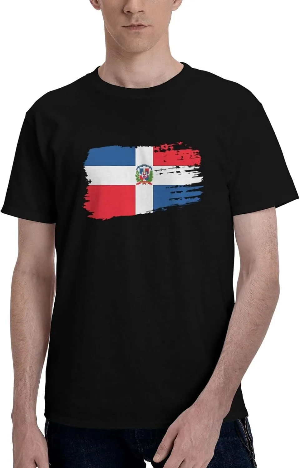 Футболка с коротким рукавом Dominican Republic, мужская, уличный стиль, хлопковая, повседневный топ Generic, черный — фото 2