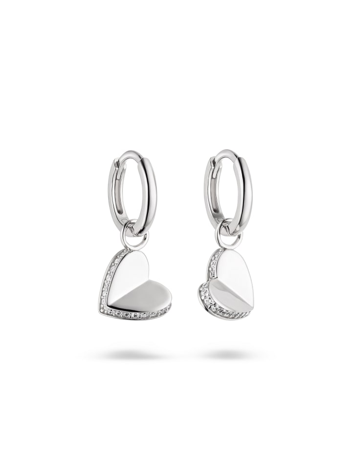 

s.Oliver Серьги-кольца в форме сложенного сердца, серебряные