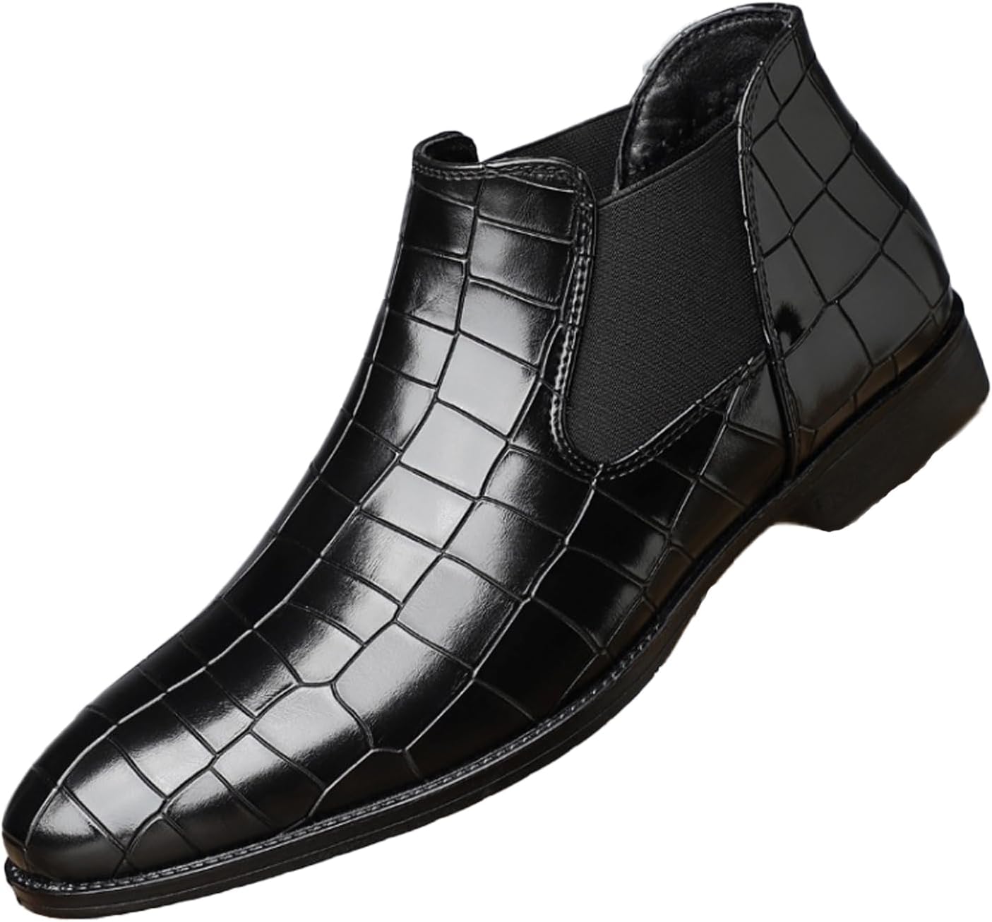 

Кожаные Челси-бутсы с принтом, с эластичной вставкой, деловые туфли на липучке, ботильоны до щиколотки, модные классические ботинки для работы и вечеринок, чукка-бутсы для мужчин Enoegmsd, черный