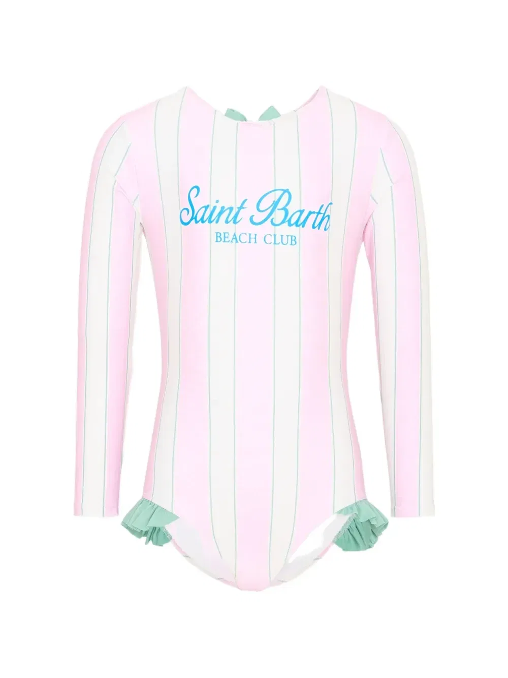 Купальник с оборками и принтом в полоску MC2 Saint Barth Kids, белый