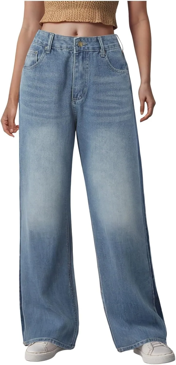 

Прямые джинсы для женщин High Waisted, свободные и эластичные