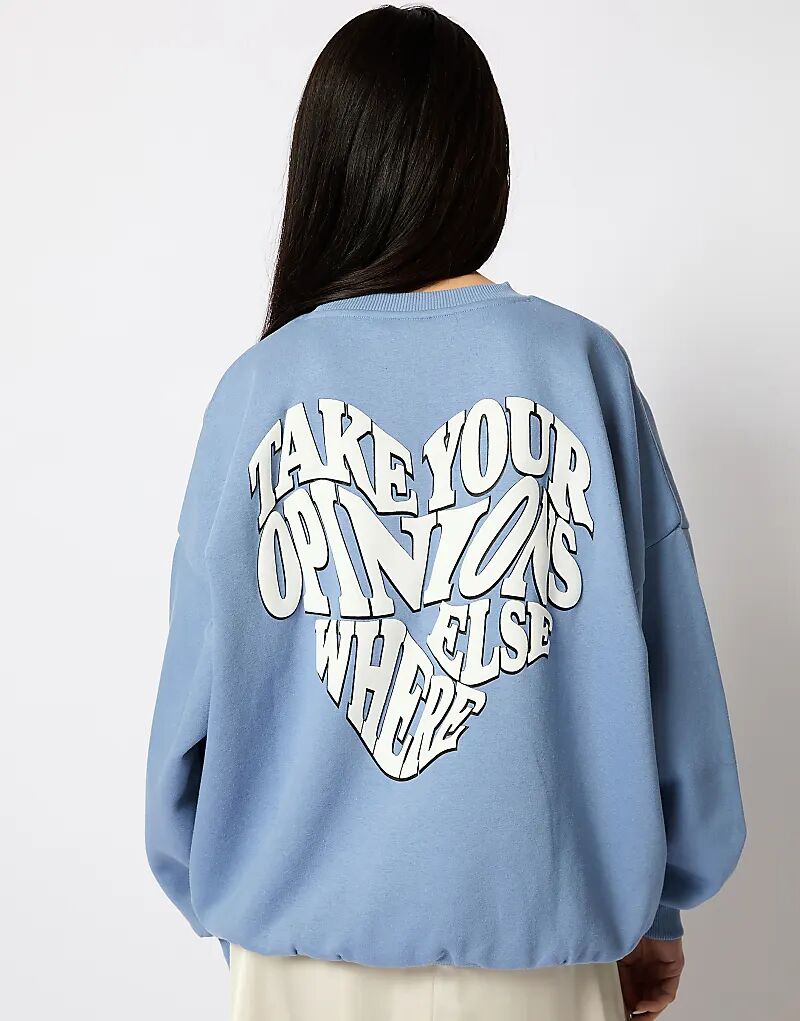 

Свитшот London Take Your Opinions Elsewhere цвета Washed Blue Skinnydip