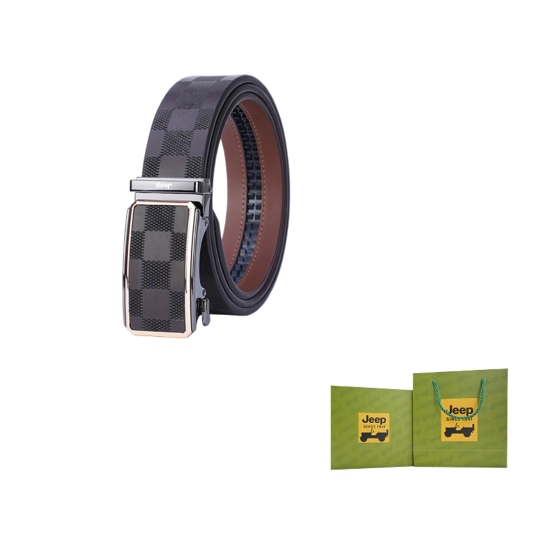 

Ремень мужской из коровьей кожи с фурнитурой из цинкового сплава Jeep, coffee