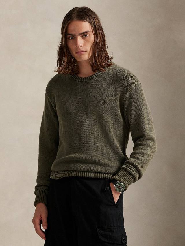 

Хлопковый поло свитер с ребристым воротником Ralph Lauren, Company Olive