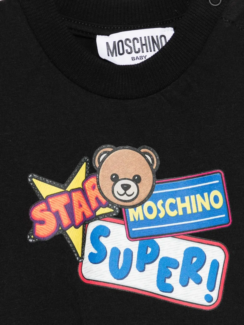 Футболка с графическим принтом в виде плюшевого мишки Moschino Kids, черный — фото 3