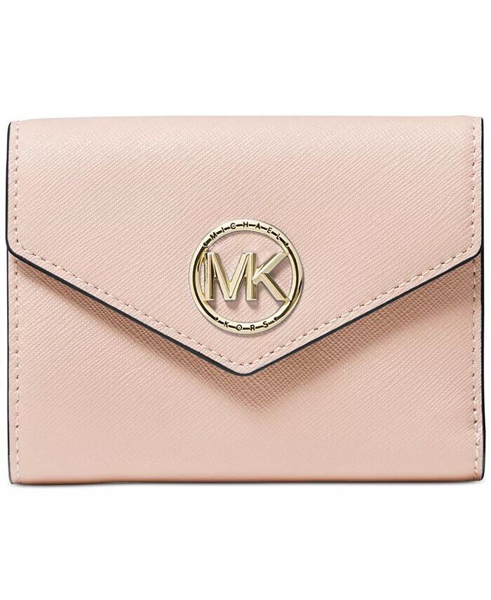 

Кожаный кошелек-конверт Greenwich тройного сложения Michael Kors, розовый