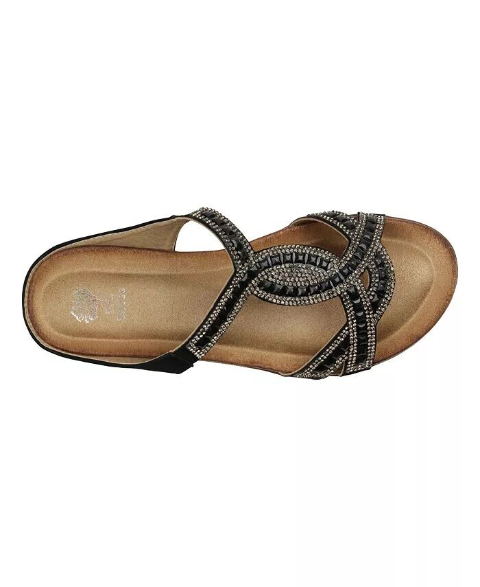 Женские шлепанцы с украшением Alora на плоской подошве GC Shoes, черный — фото 4