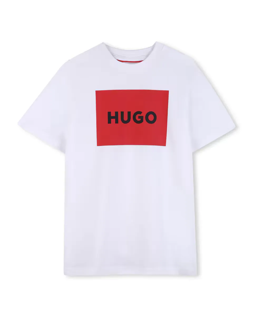 

Детская хлопковая футболка Hugo, белый