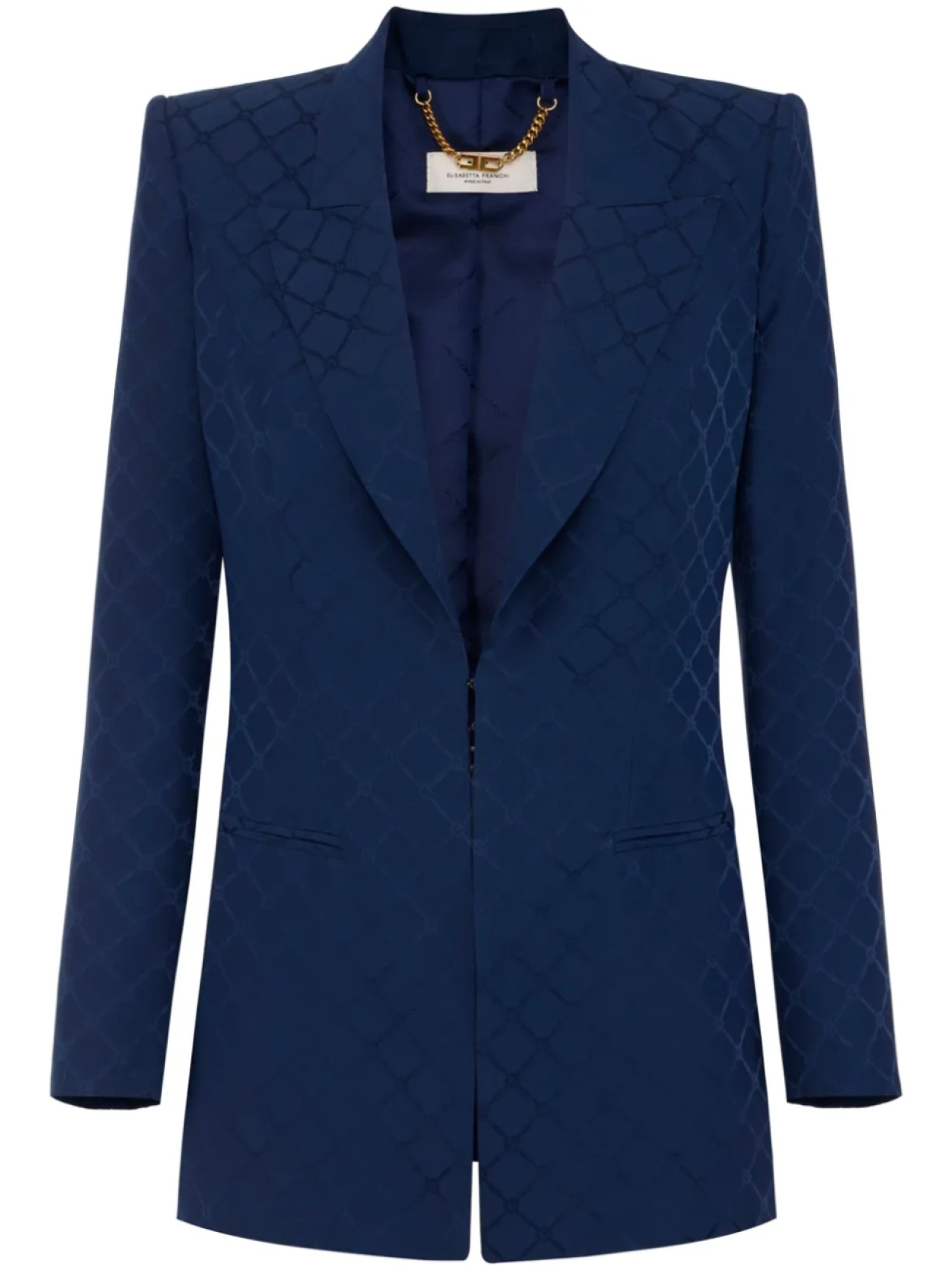 

Elisabetta Franchi атласный блейзер с жаккардовым узором, синий