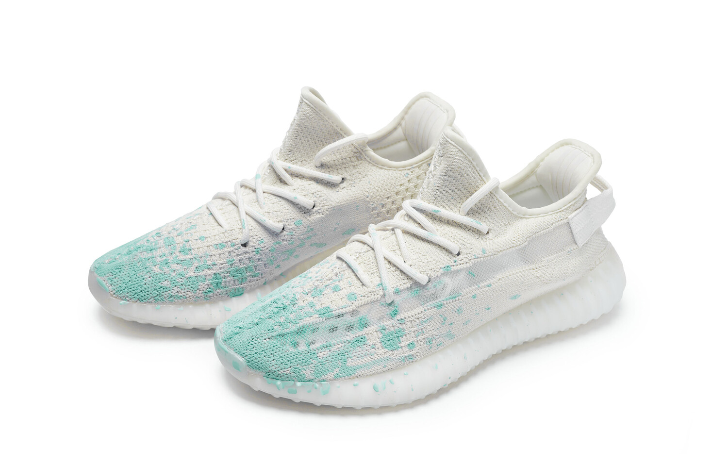 Кроссовки adidas originals Yeezy Boost 350 V2 Lifestyle Shoes Unisex Low-top Cyan, белый/черный — фото 4