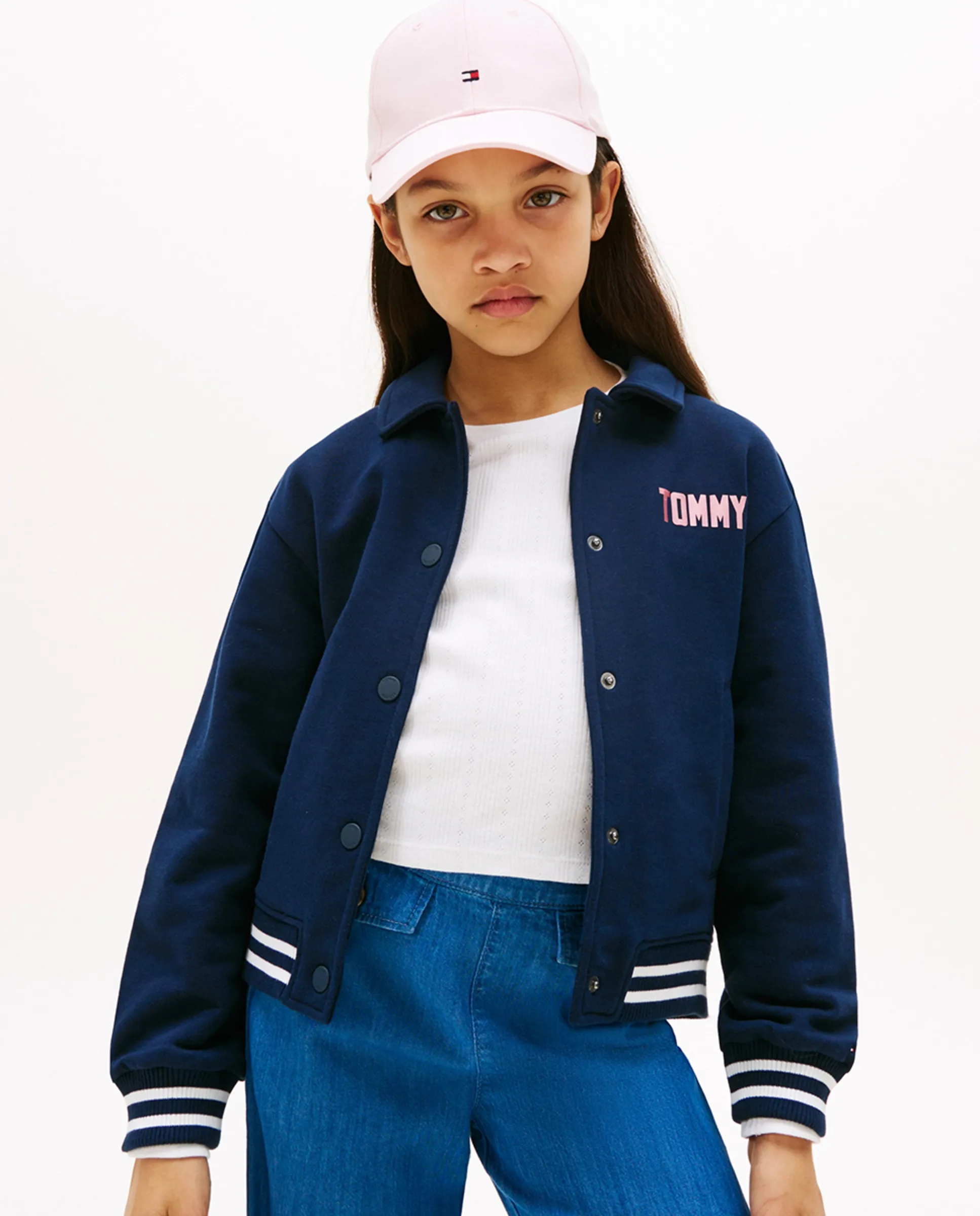 

Детское худи в стиле бомбер с логотипом на груди Tommy Hilfiger, синий