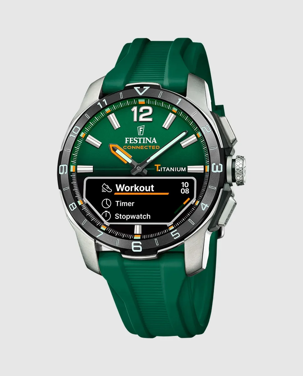 

F23000/2 Connected D мужские часы зеленые резиновые Festina, зеленый