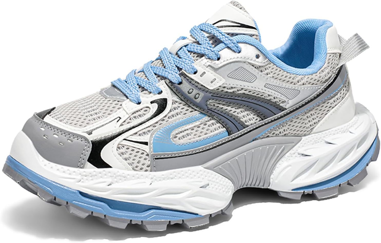 

Мужские кроссовки Netehadi с цветными блоками, массивной платформой, шнуровкой, повседневные, с нескользящей подошвой, с круглым носком, для прогулок, вождения и повседневной носки, синий