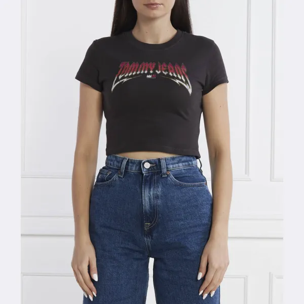 

Укороченная футболка tj rock с эффектом потертости Tommy Hilfiger, черный