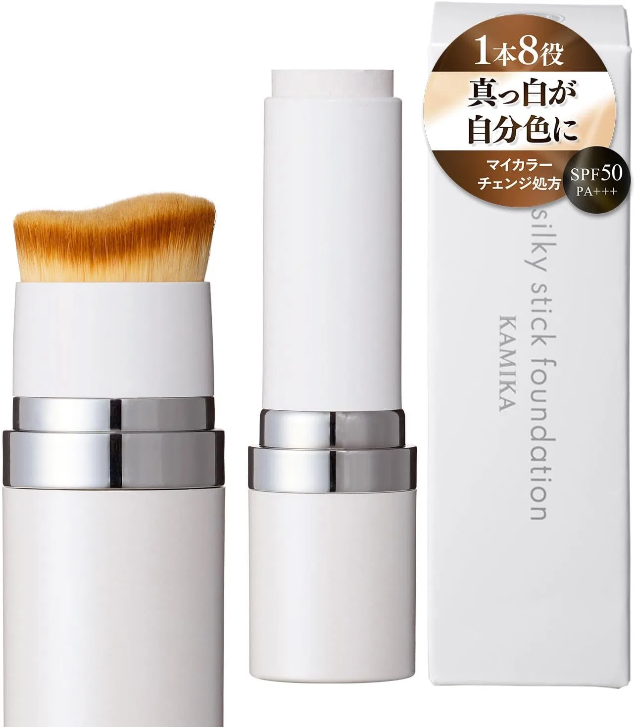 Тональный стик-основа Kamika Silky Stick Foundation SPF50/PA+++ с кистью, белый