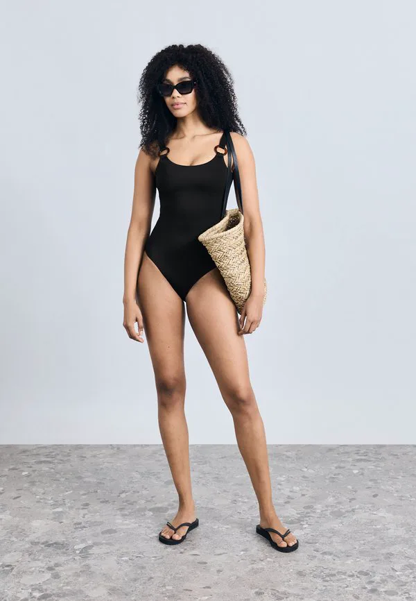 Купальник с вырезом на спине в форме черепаховой панцири Tommy Hilfiger, Black — фото 2