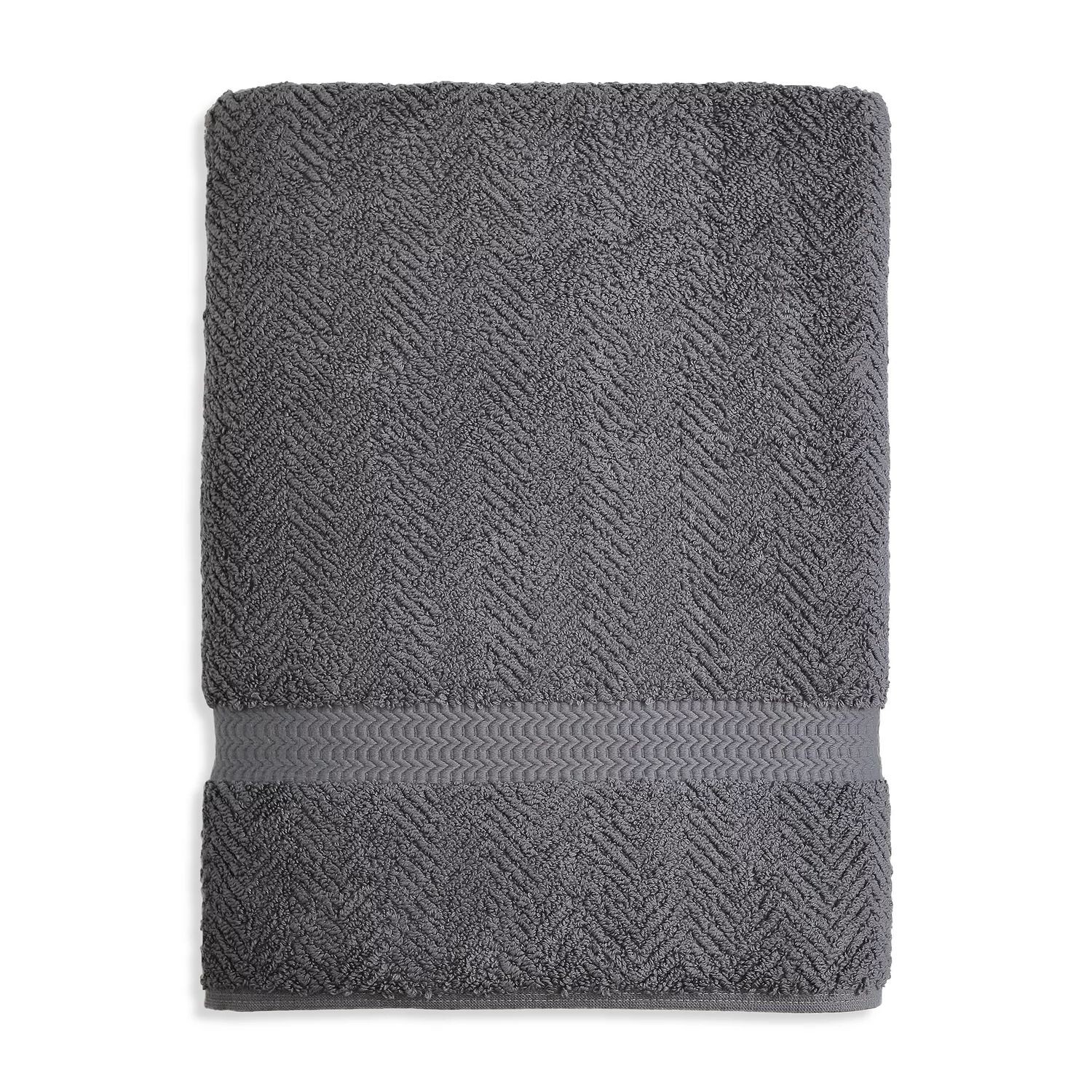 

Простыня для ванной Linum Home Textile с узором «елочка», серый