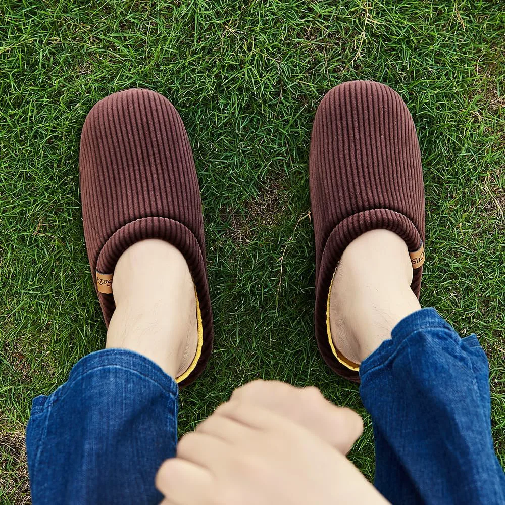 

Мужские двухцветные тапочки с поддержкой свода стопы, с удобной посадкой, теплые домашние тапочки с мемори-пеной, для дома и улицы, дышащие SaDuck, желтый