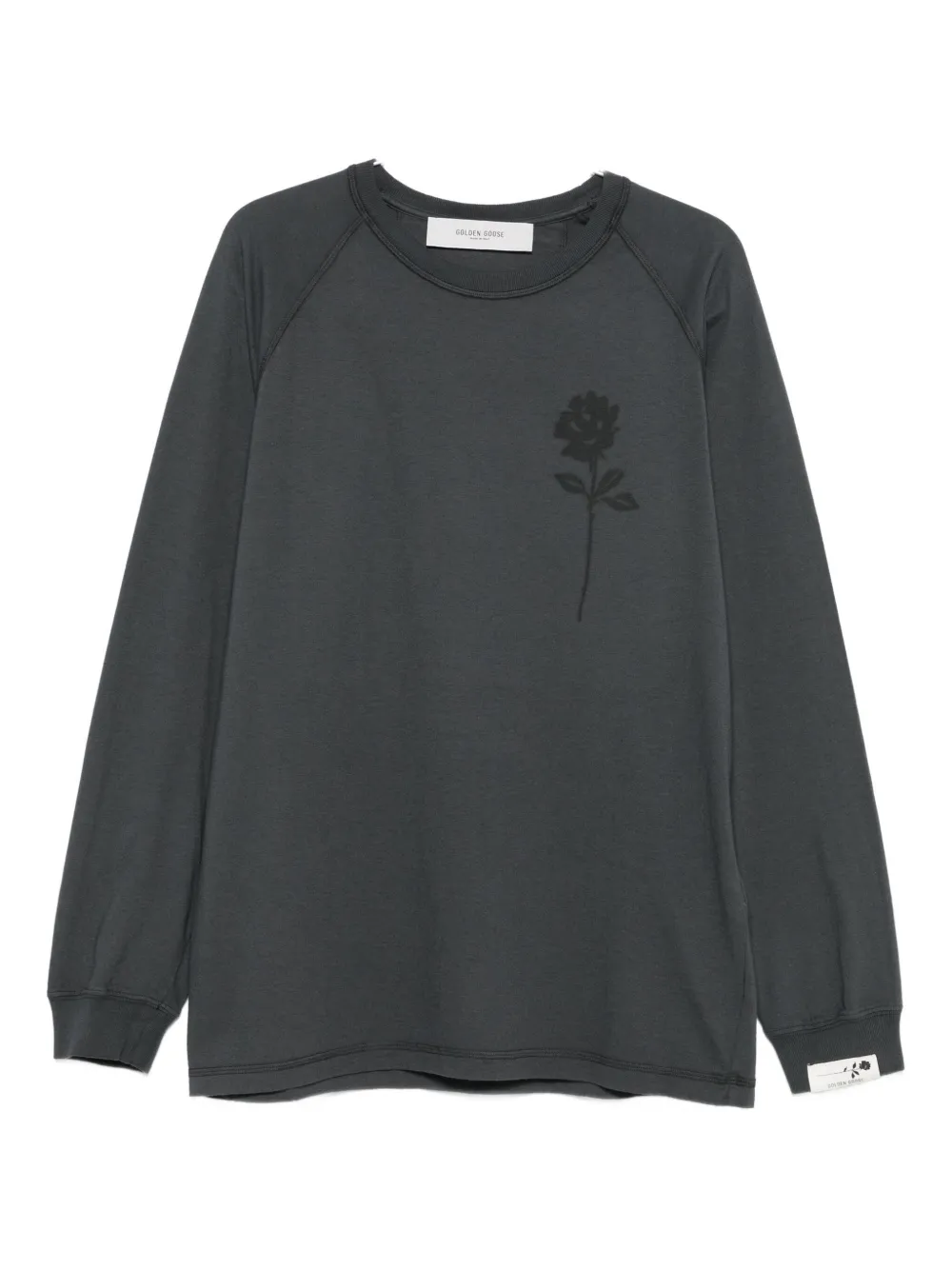 

Футболка реглан с принтом роз GOLDEN GOOSE, серый