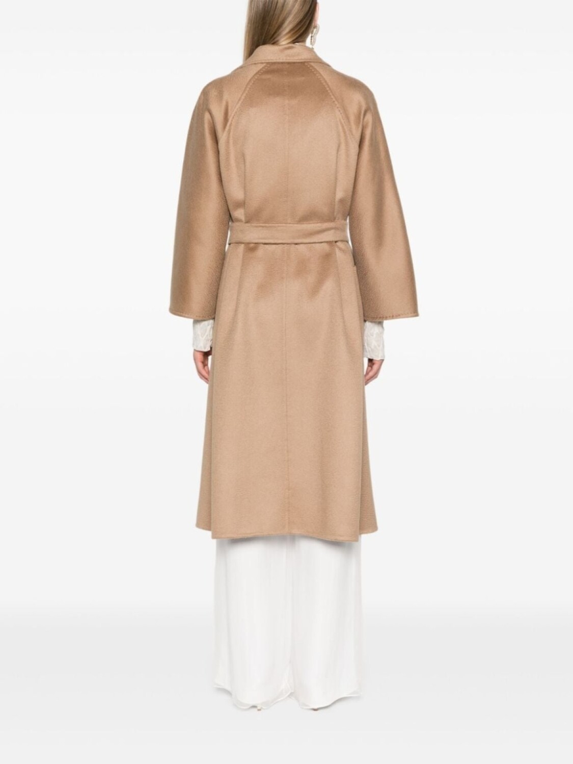Max Mara пальто с заостренными лацканами и поясом, нейтральный цвет — фото 4