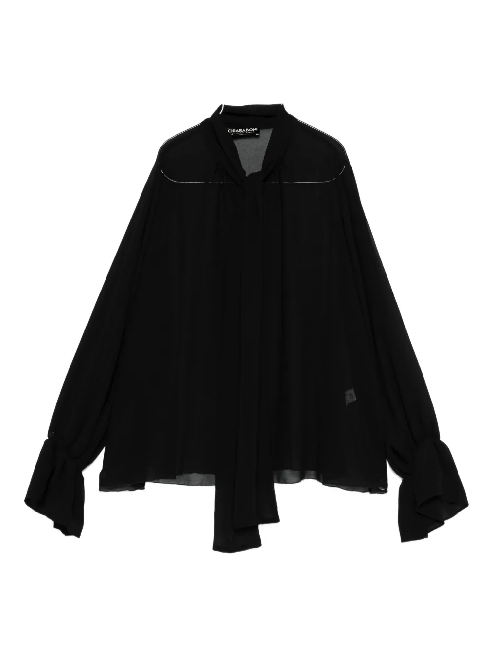 

Блузка с рукавами колокол и завязками CHIARA BONI La Petite Robe, черный