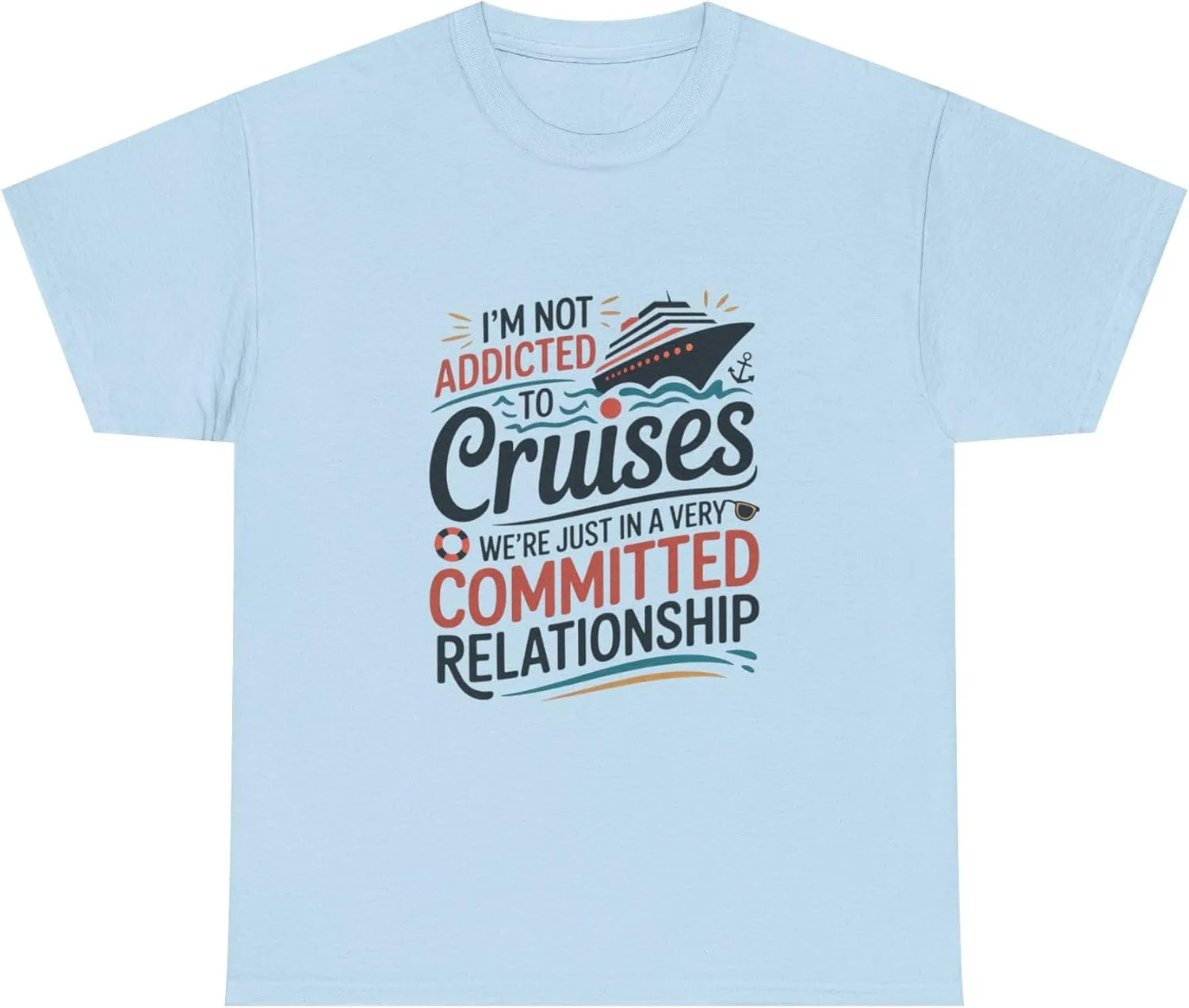 Футболка Cruise Committed Relationship, унисекс хлопковая майка, забавный топ для путешествий, юмористический подарок для круизеров, одежда для отпуска GENERIC, светло-голубой