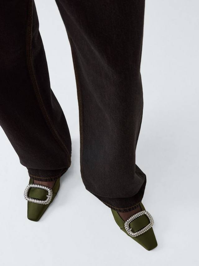 Сатиновые туфли-лодочки с ремешком на пятке John Lewis x REJINA PYO, Olive — фото 2