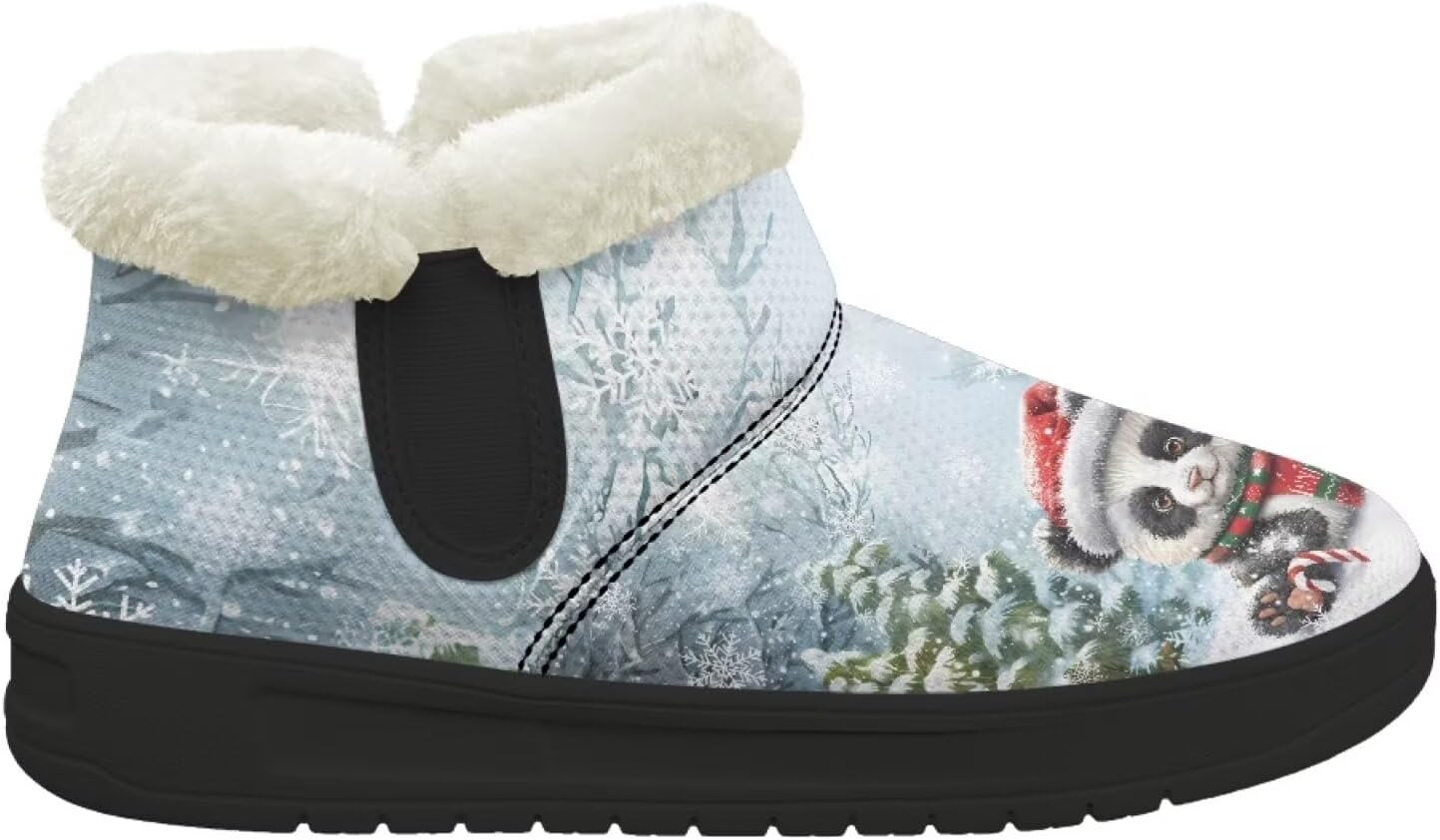 

Зимние теплые плюшевые ботинки Forchrinse с меховой подкладкой для женщин и мужчин, удобные зимние ботильоны для прогулок, Christmas Panda