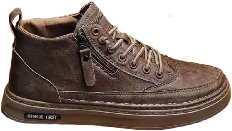 

Мужские повседневные высокие кеды без шнурков с противоскользящей подошвой, Прочная резиновая подошва и дышащий материал для ежедневной носки Hoalox, коричневый