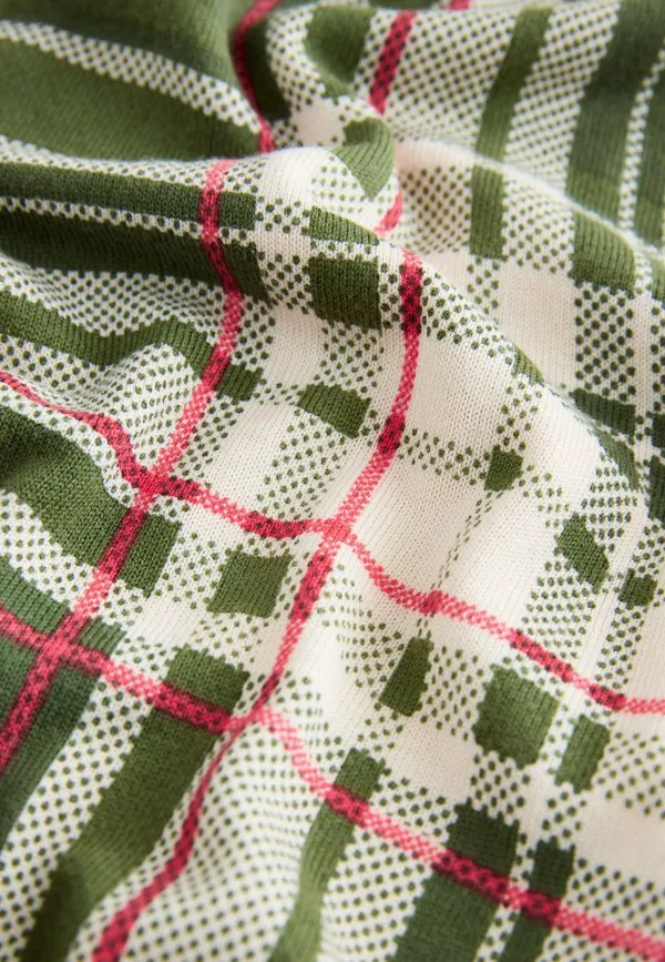 Джемпер стандартного кроя с мягким круглым вырезом. Next, Green Pink Check — фото 2