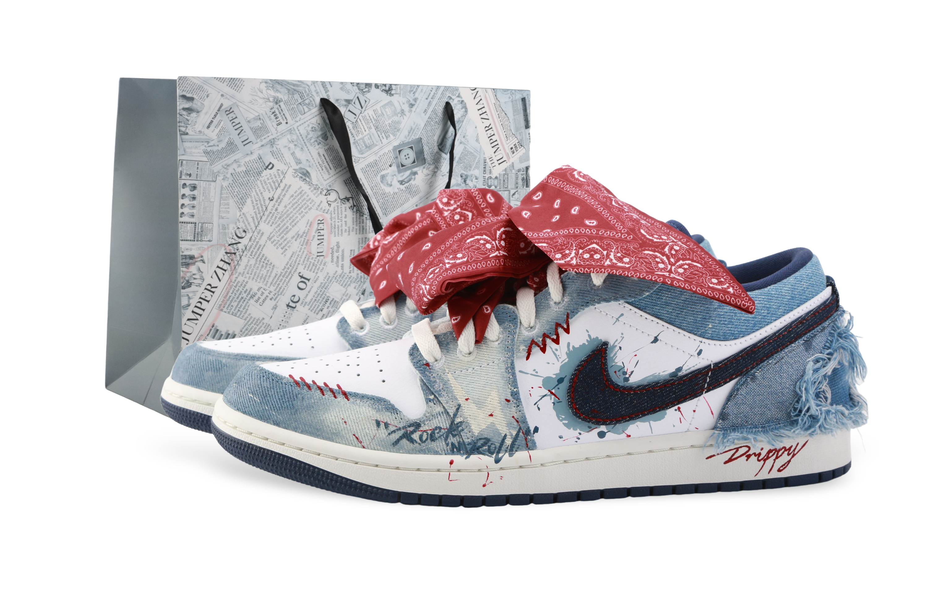 

Jordan Баскетбольные кроссовки Air 1 Drippy Soul Rock с амортизацией, износостойкие, низкие, винтажные, мужские, белые, синие, красные