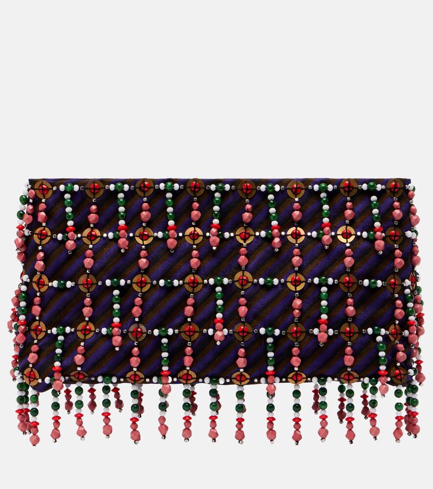 

Маленький клатч в полоску с бусинами Dries Van Noten, Purple