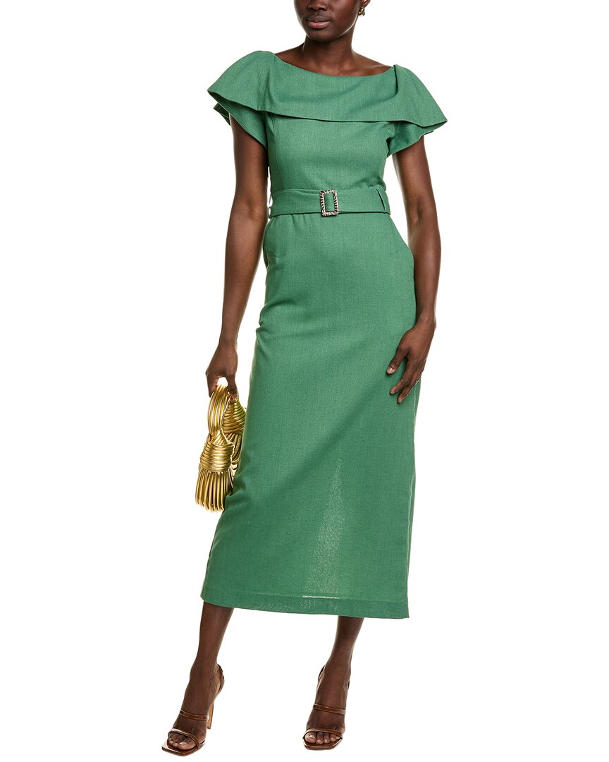 

BGL Платье миди из льняной смеси, зеленый