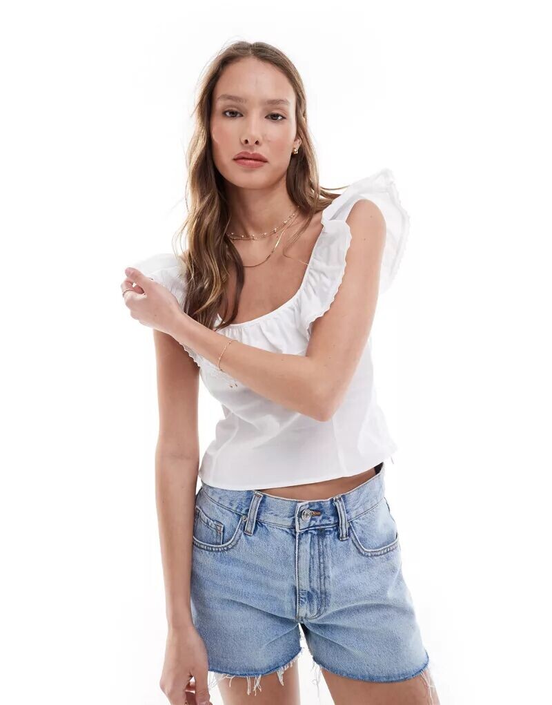 

Цвет слоновой кости с квадратным вырезом и рюшами ASOS
