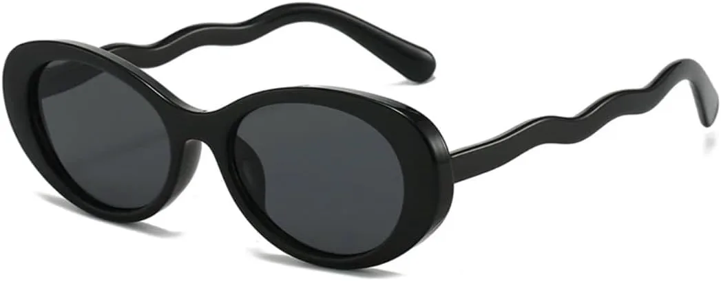 

Двухцветные солнцезащитные очки для женщин и мужчин, овальные, с защитой от УФ-излучения UV400, ретро-градиентные линзы, в стиле панк UATXTAU, Black Gray