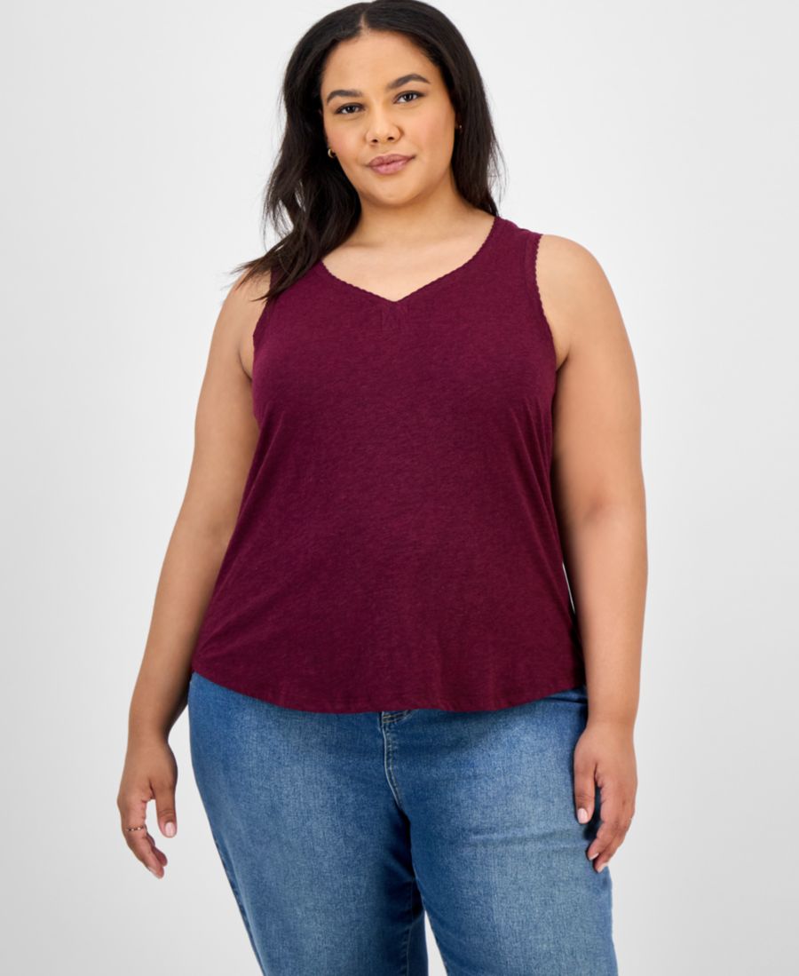 

Модная майка с V-образным вырезом больших размеров Democracy, Heather Wine