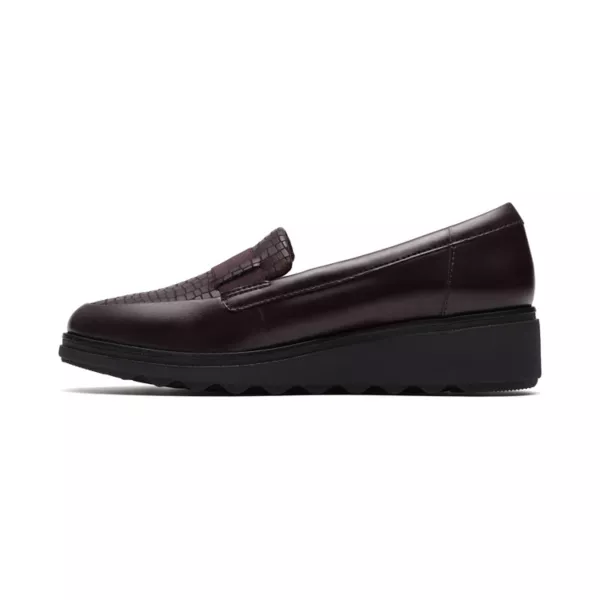 Женские кожаные лоферы Sharon Pace на клиновидном каблуке без шнуровки Clarks, цвет merlot leather — фото 3