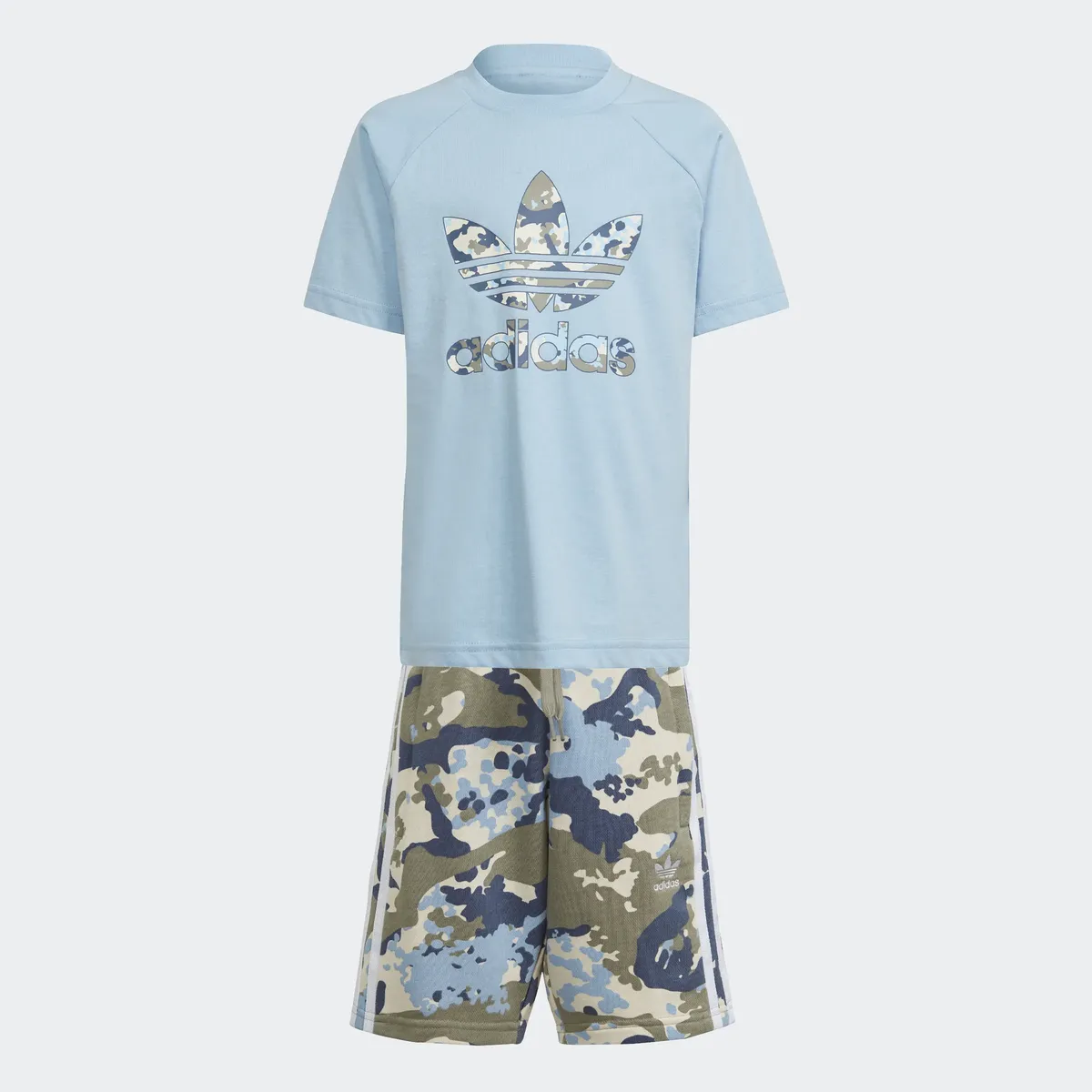 

Футболка и шорты Adidas Originals "КОРОТКИЙ КОМПЛЕКТ ФУТБОЛКИ", цвет Clear Sky
