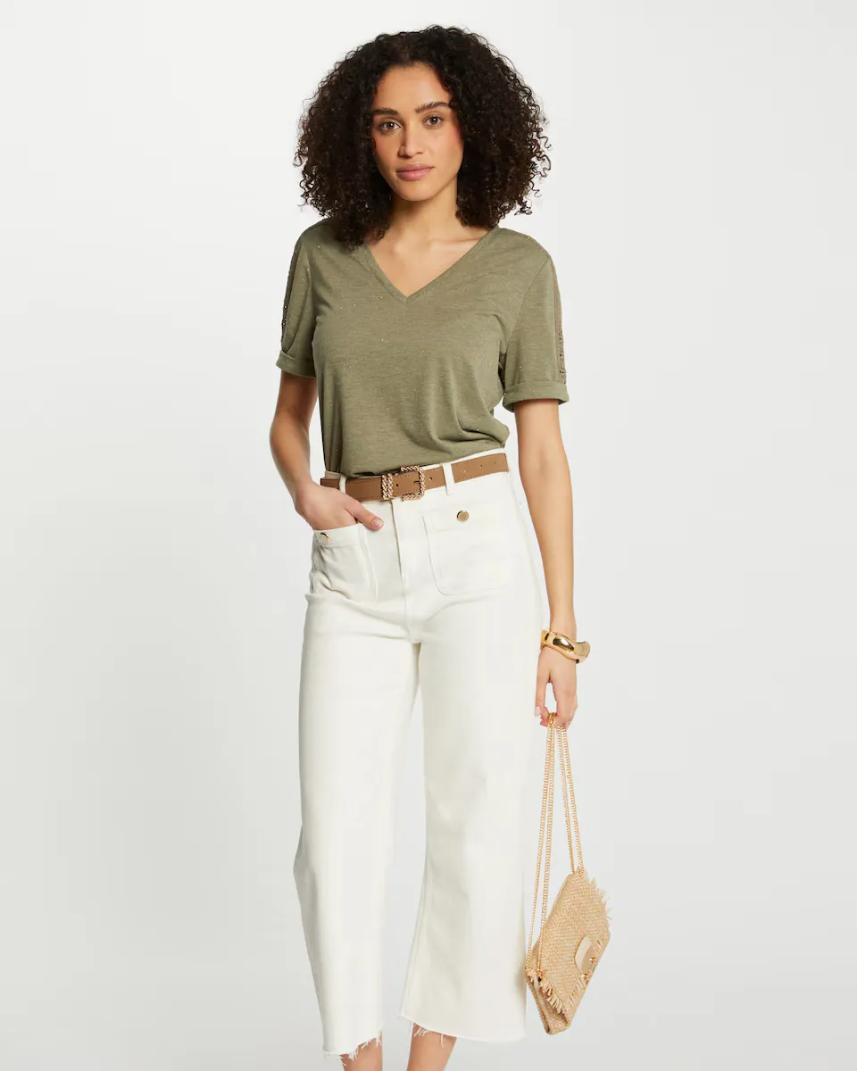 

Женская футболка с V-образным вырезом и короткими рукавами Morgan, цвет Kaki