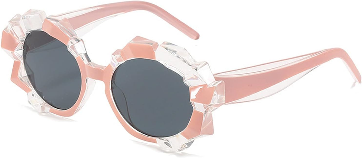

COTIA Fashion Уникальные солнцезащитные очки неправильной формы круглой формы для женщин в винтажном стиле со стразами, защита от ультрафиолета UV400, модные солнцезащитные очки для мужчин, цветные солнцезащитные очки, Pink