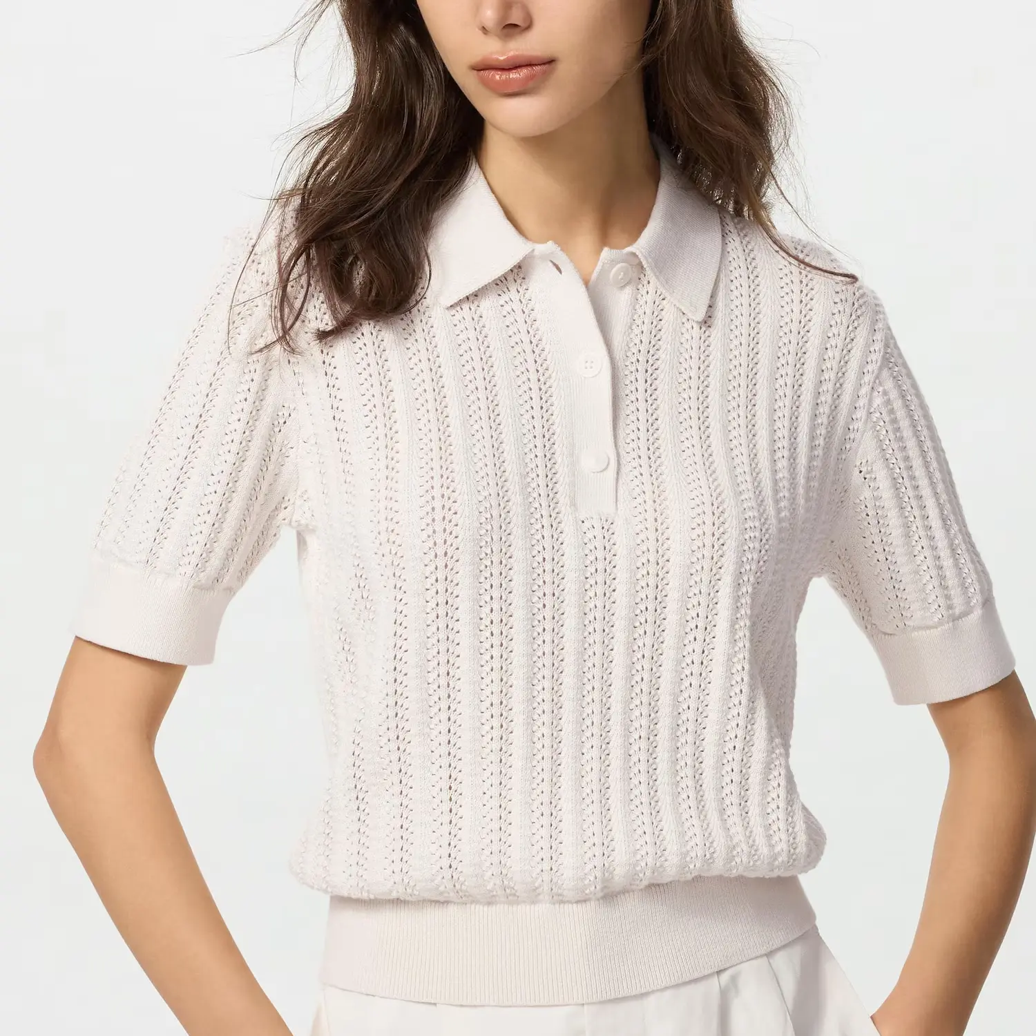 UNIQLO Comptoir Des Cotonniers Collaboration SS25 поло женская ecru — фото 3