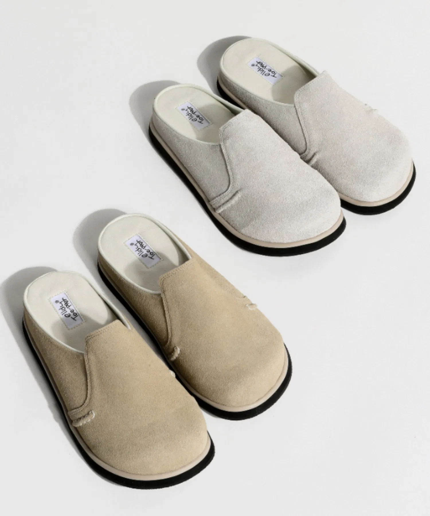 Унисекс слипоны из замши elldu TOE-PPER бежевые — фото 4
