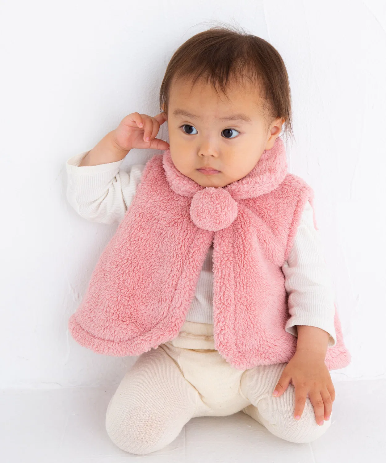 Детский жилет с круглым воротником из флиса Pompkinsbaby, розовый