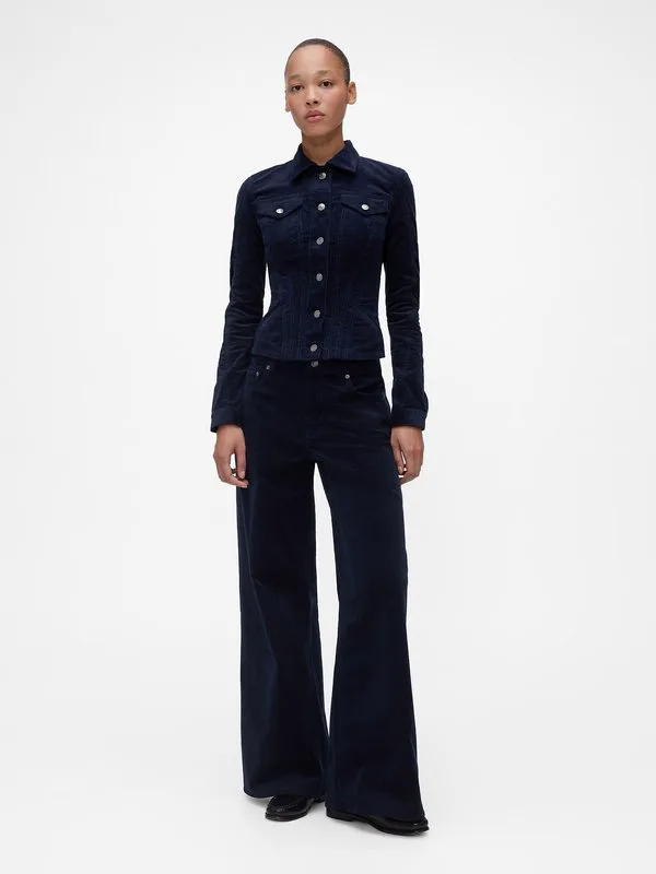 Брюки gapstudio из вельвета с низкой посадкой и широкими штанинами Gap, New Navy — фото 2