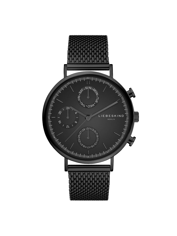 

LIEBESKIND BERLIN Круглые многофункциональные часы черного цвета