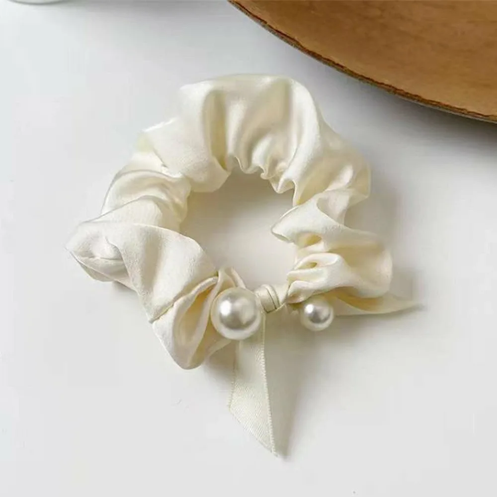 Резинка для волос с жемчугом, корейский аксессуар для волос. Miniministore, ivory